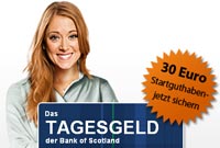 Bank of Scotland mit 30 Euro Startguthaben